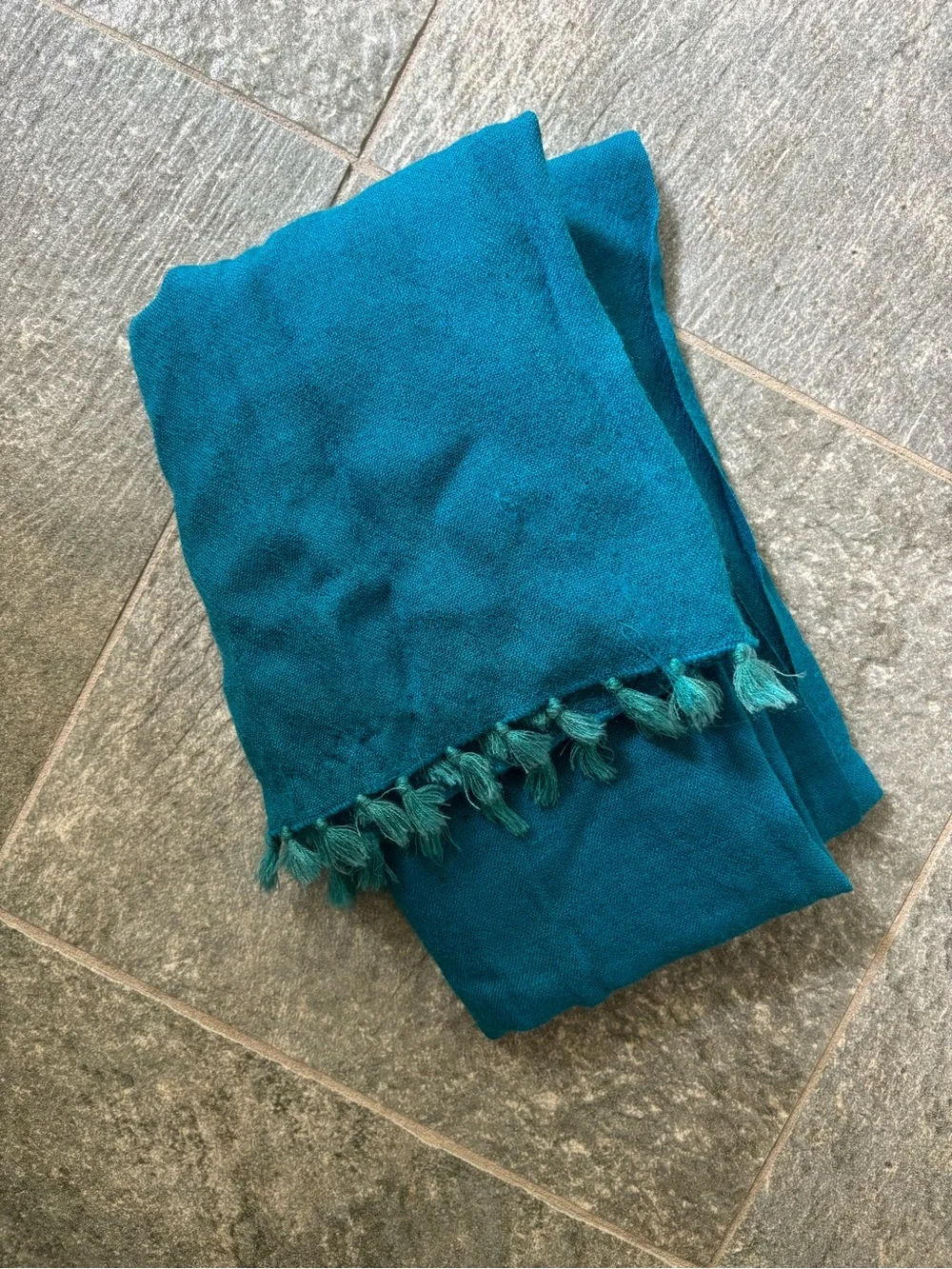 J. Crew Teal Tassel Scarf